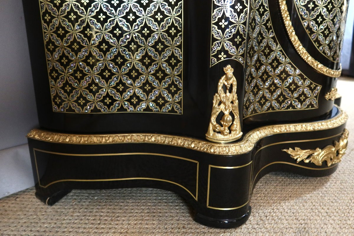 Buffet d'appui en marqueterie de bronze et de nacre Napoléon III-photo-8