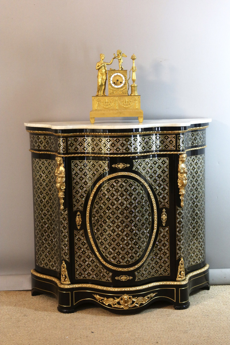 Buffet d'appui en marqueterie de bronze et de nacre Napoléon III