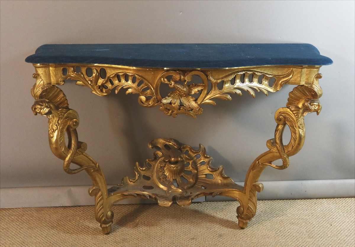 console en bois doré XIX