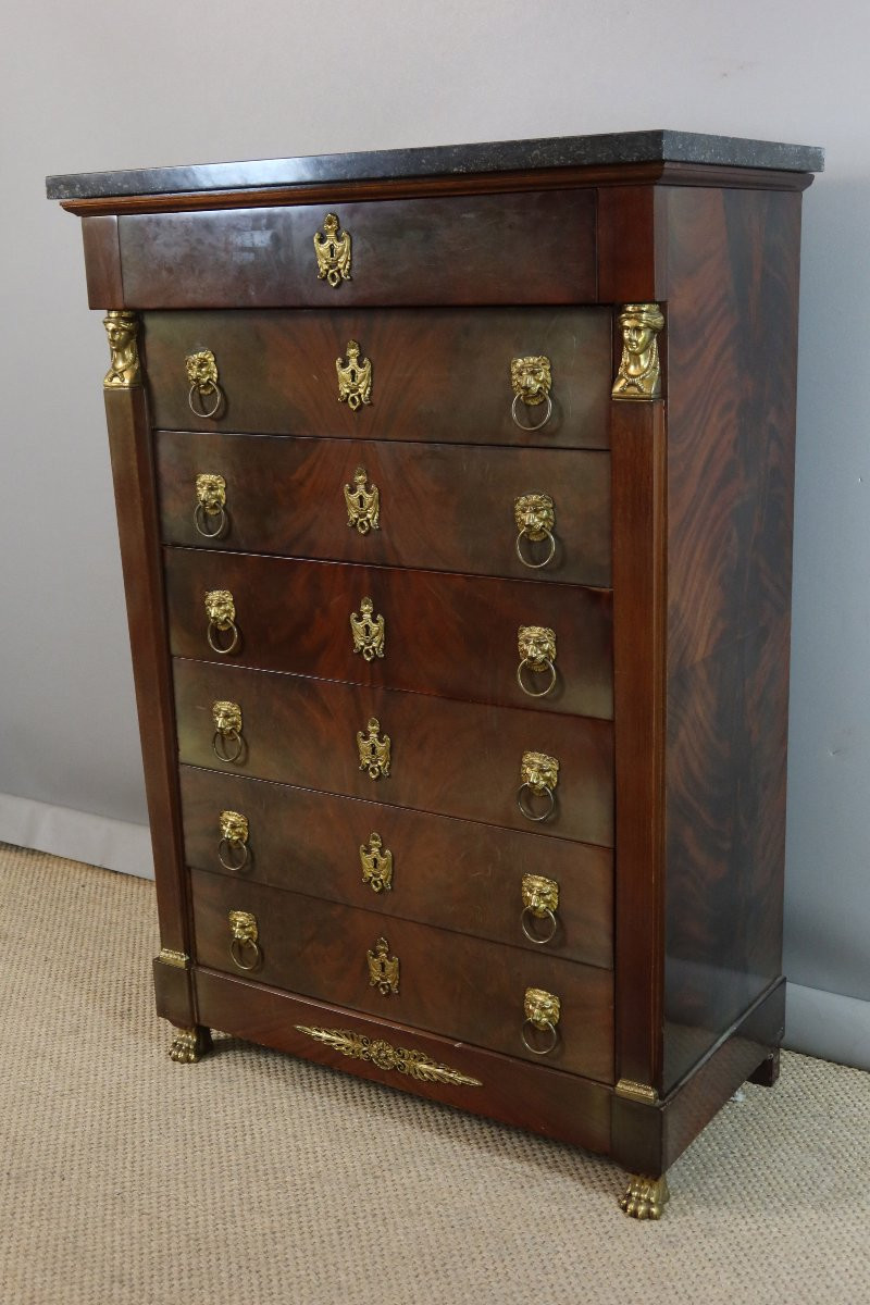 Empire Style Mahogany Chest Of Drawers-photo-3