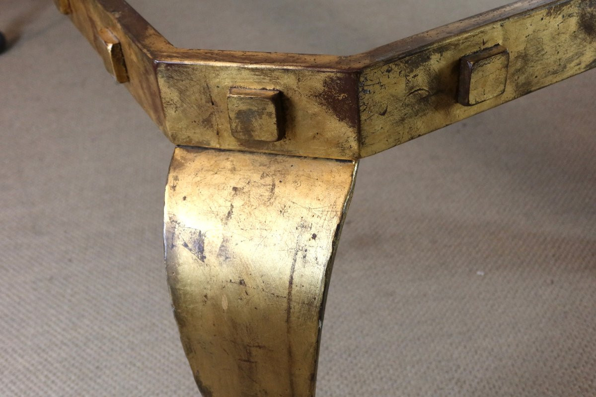 Table And Its Eight Seats In Gilded Iron-photo-5