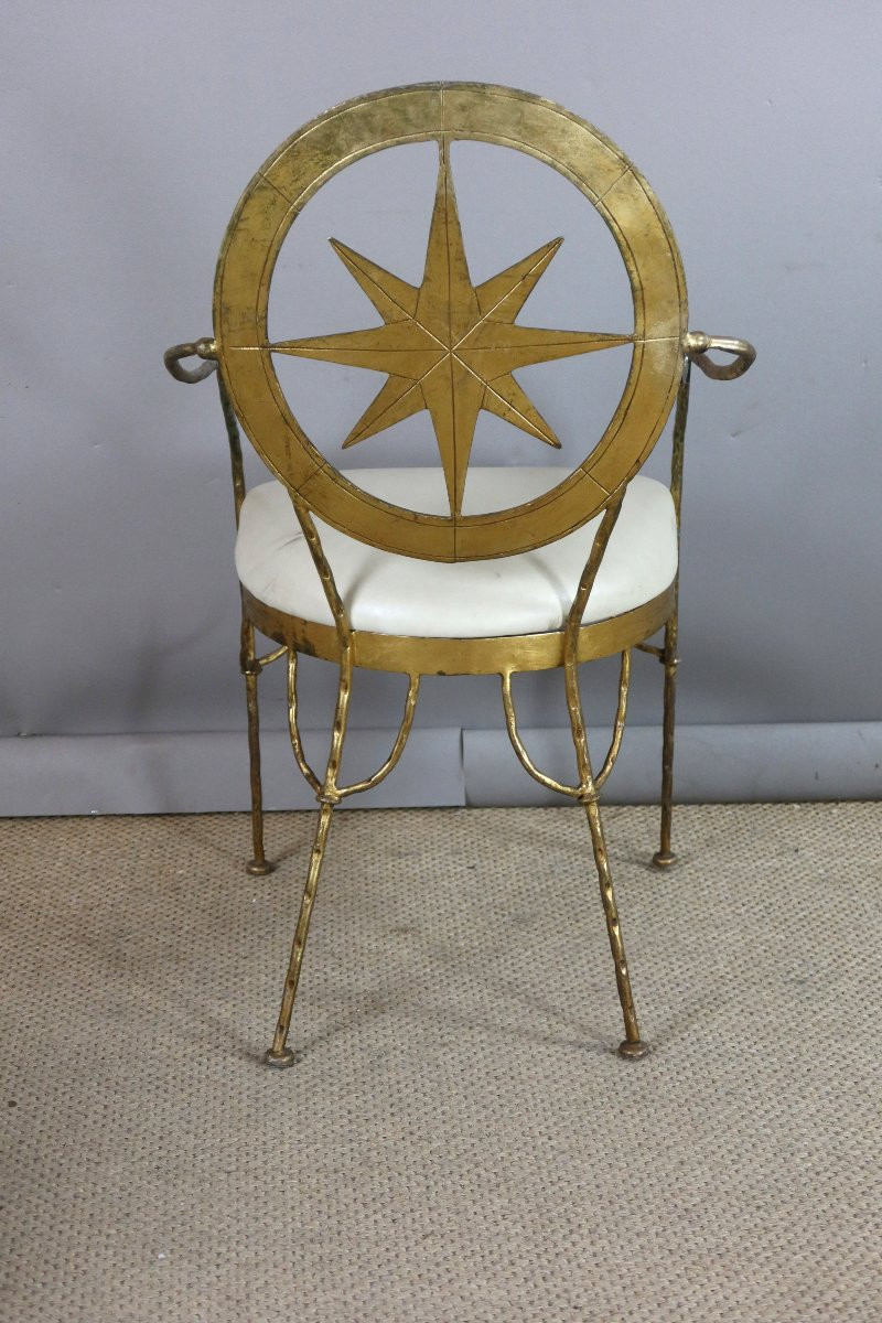 Table And Its Eight Seats In Gilded Iron-photo-8