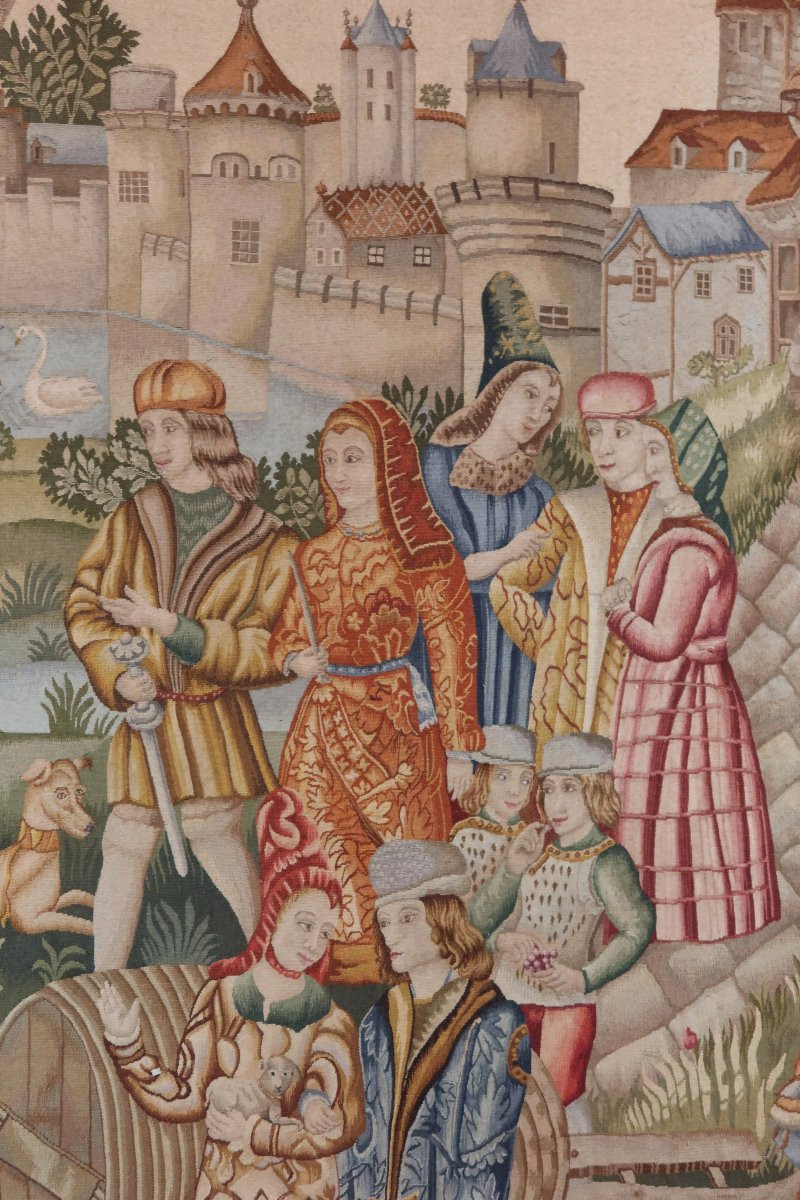 Tapisserie d'Aubusson " la cité médiévale"-photo-3