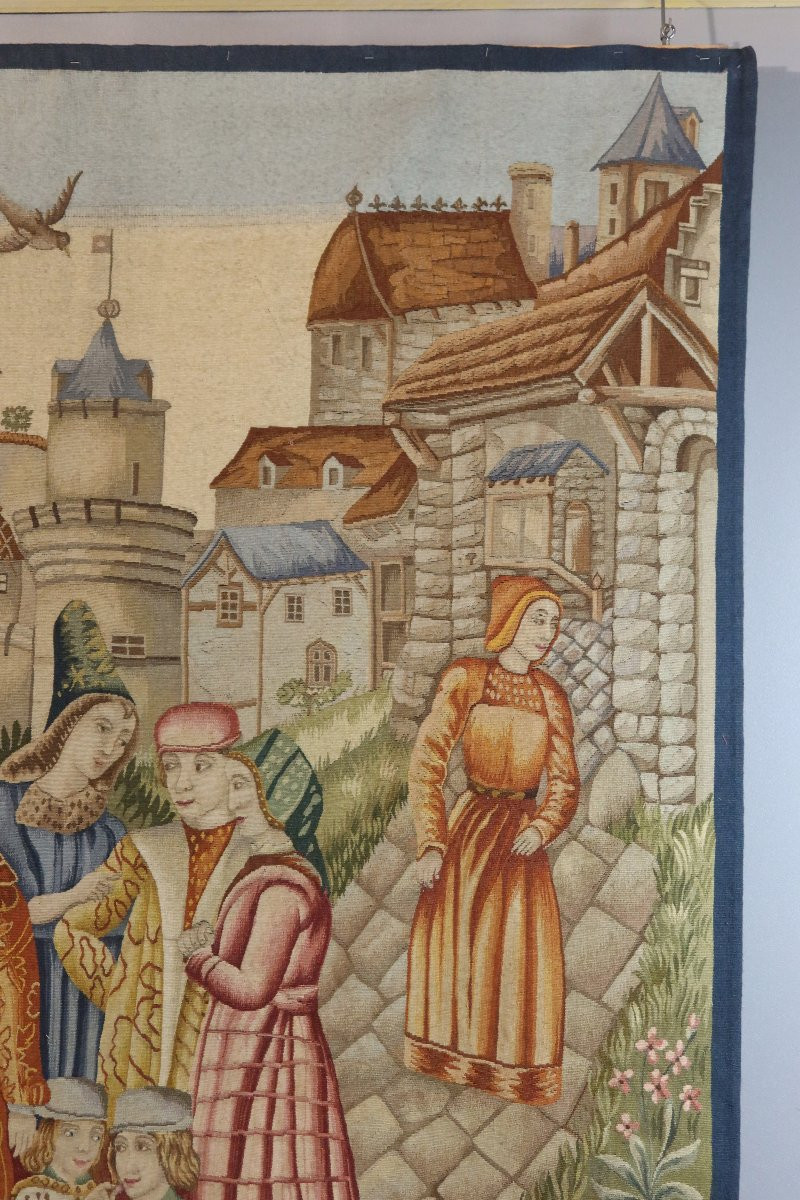 Tapisserie d'Aubusson " la cité médiévale"-photo-5