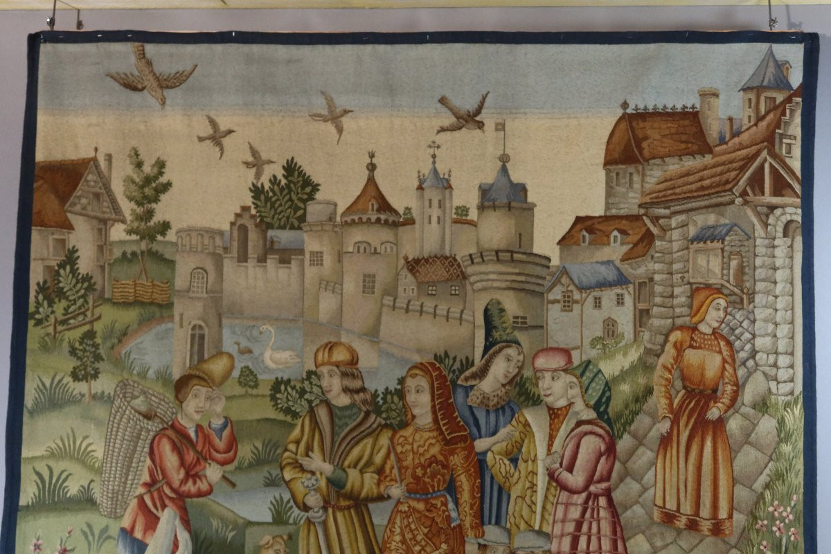 Tapisserie d'Aubusson " la cité médiévale"-photo-7