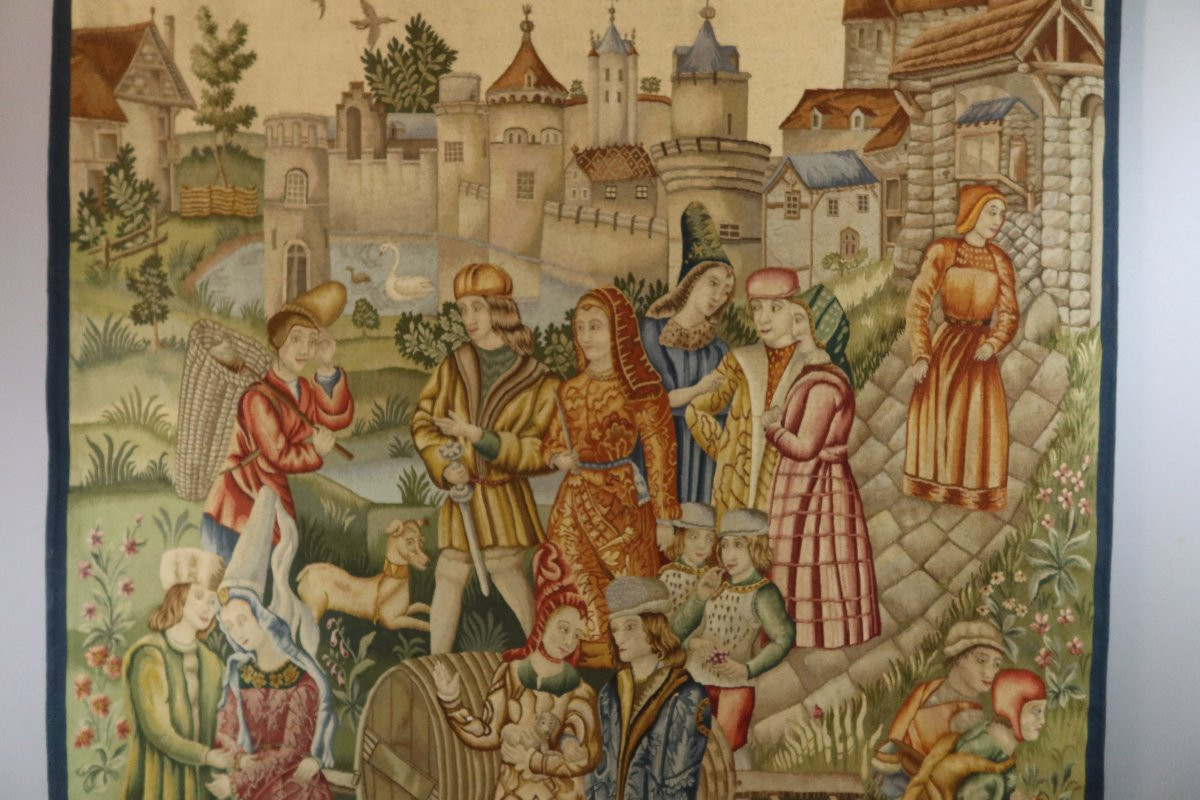 Tapisserie d'Aubusson " la cité médiévale"-photo-8