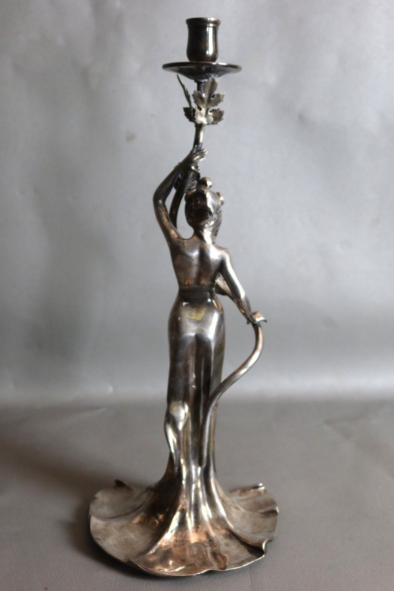 Pair Of Art Nouveau Bronze Candlesticks-photo-2