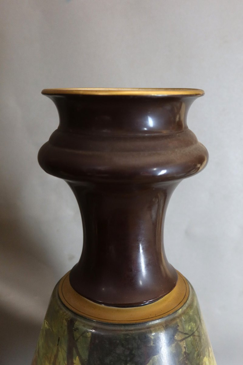Paire de très grands vases Creil et Montereau , Lebeuf Milliet & Cie (1840-1876)-photo-2