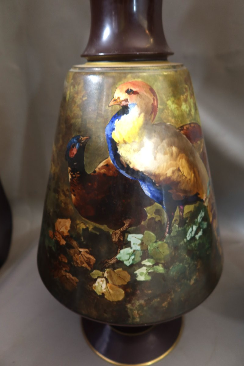 Paire de très grands vases Creil et Montereau , Lebeuf Milliet & Cie (1840-1876)-photo-4