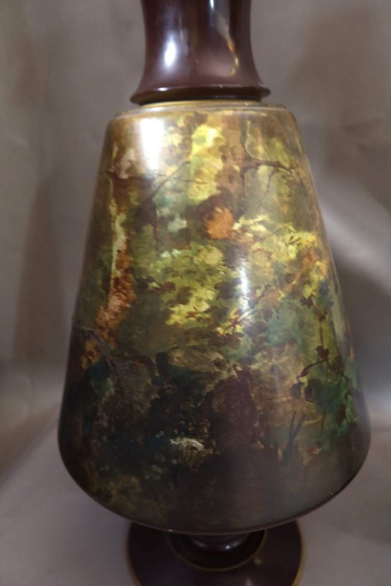 Paire de très grands vases Creil et Montereau , Lebeuf Milliet & Cie (1840-1876)-photo-5