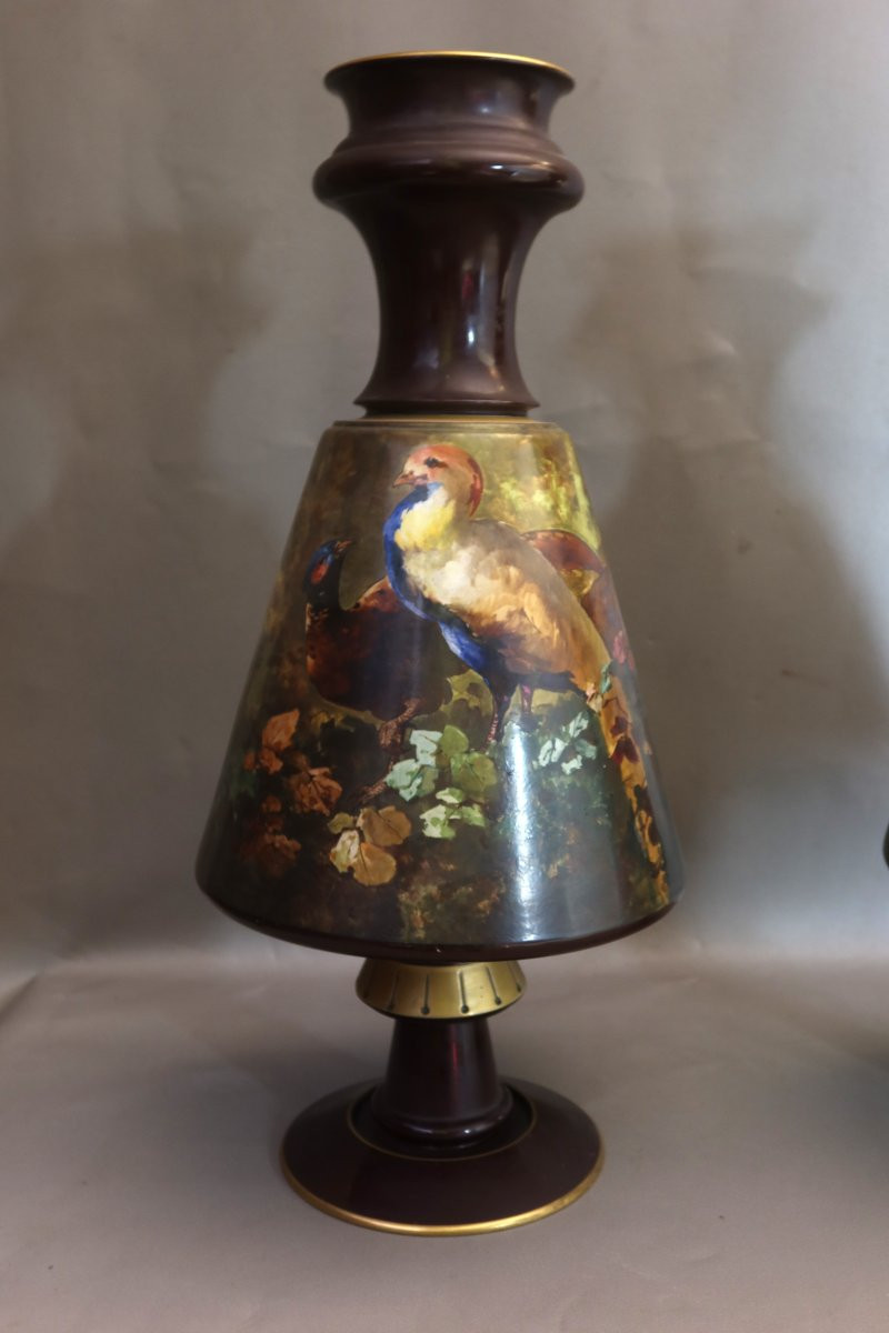 Paire de très grands vases Creil et Montereau , Lebeuf Milliet & Cie (1840-1876)-photo-7