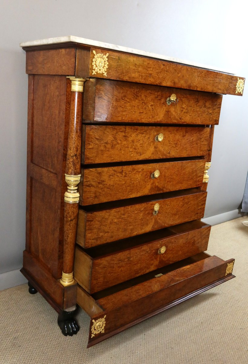 Empire Style 19th Century Amboyna Burl Weekly Organizer-photo-3