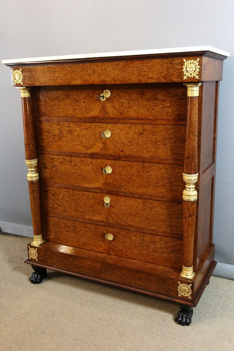 Empire Style 19th Century Amboyna Burl Weekly Organizer-photo-5