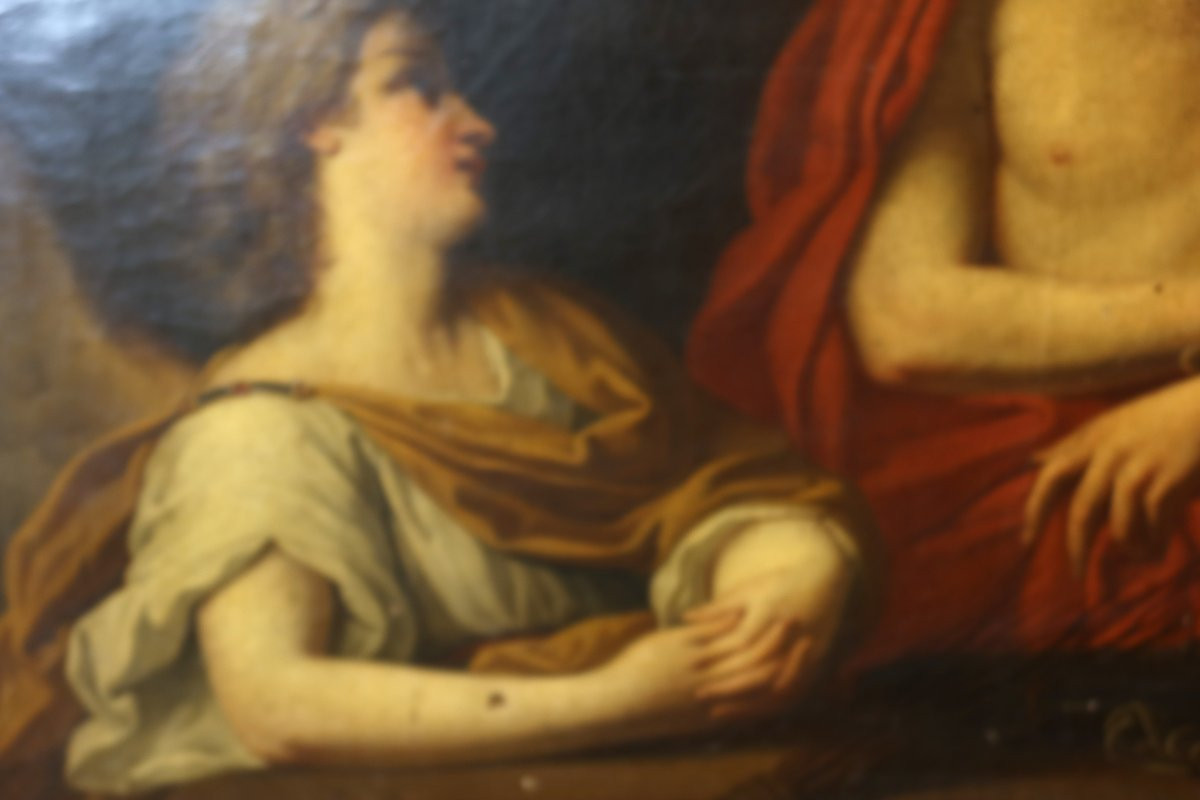 Painting "christ With The Crown Of Thorns" 18th Century-photo-3