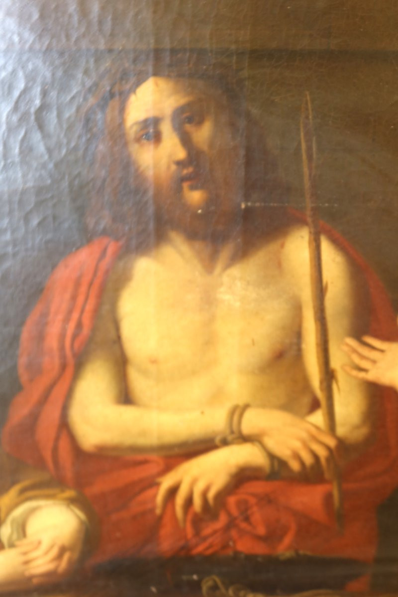 Painting "christ With The Crown Of Thorns" 18th Century-photo-4
