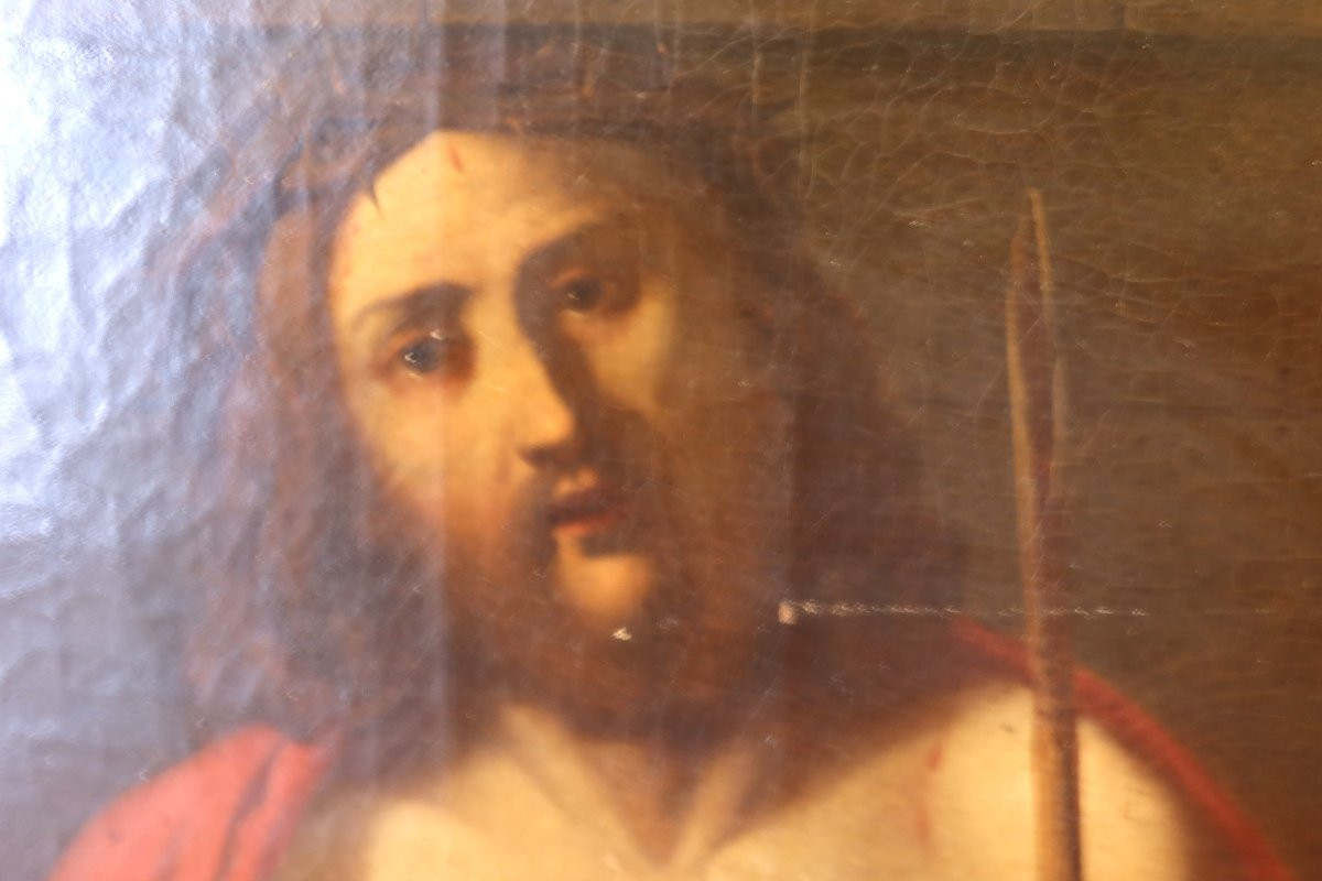 Painting "christ With The Crown Of Thorns" 18th Century-photo-2