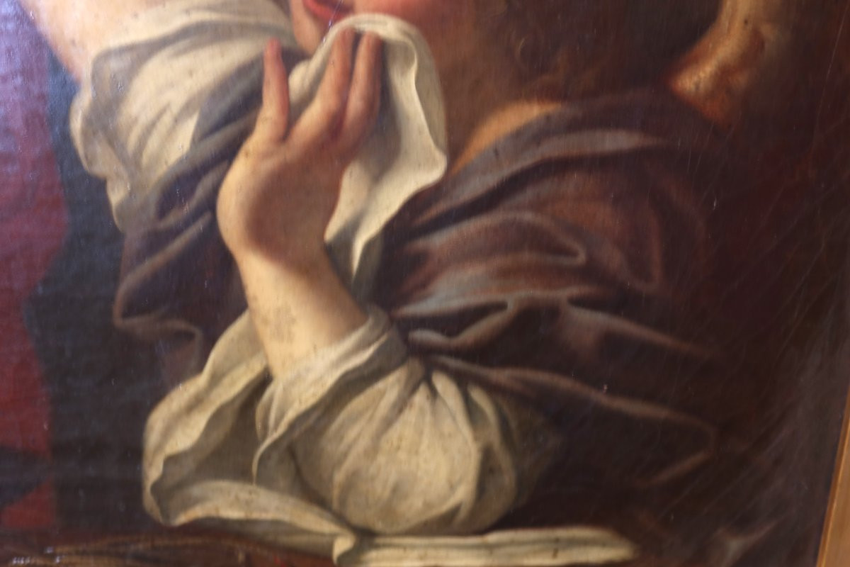 Painting "christ With The Crown Of Thorns" 18th Century-photo-6