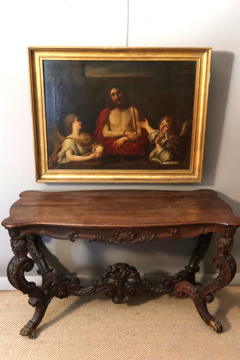 Painting "christ With The Crown Of Thorns" 18th Century-photo-8