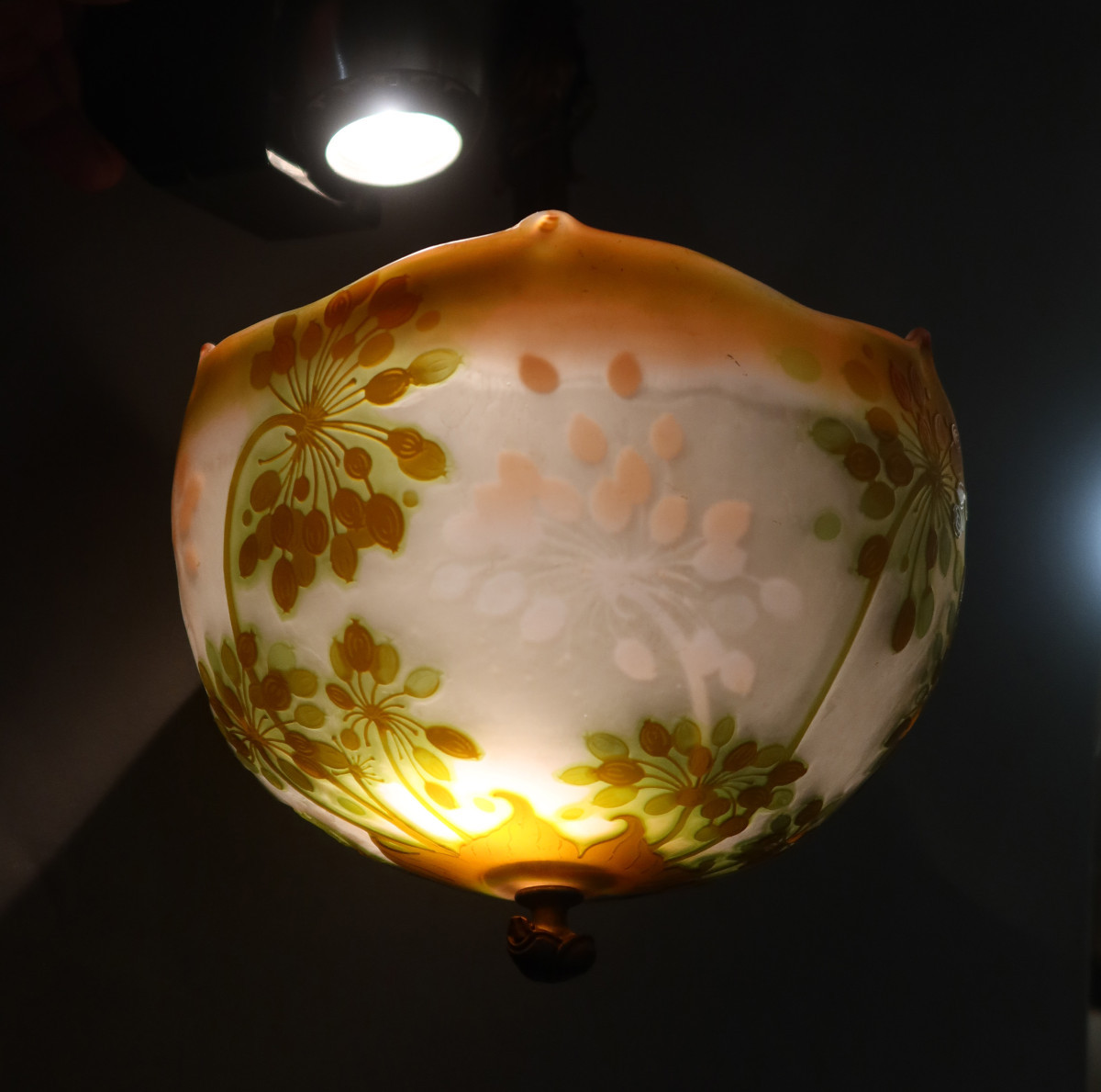 Gallé Signed Ceiling Light