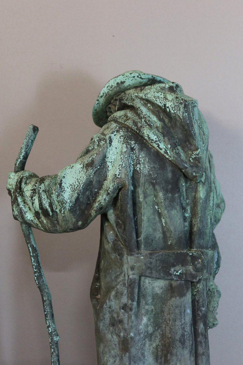 Sculpture en bronze " Berger portant un agneau" daté 1904 et signé-photo-2