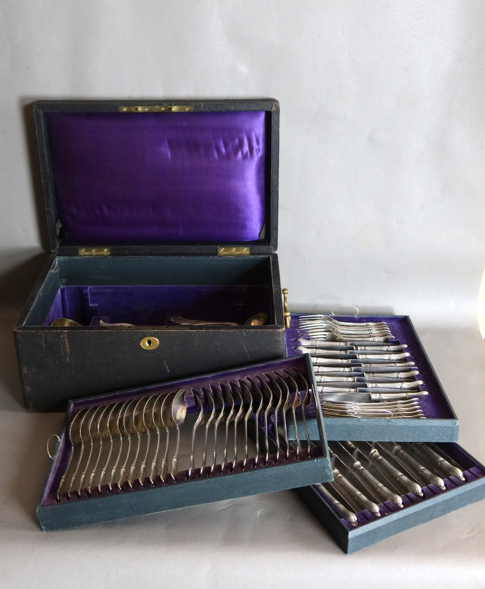 Ménagère en métal argenté 73 pièces dans son coffret -photo-4