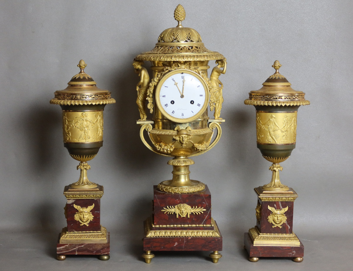 Fireplace Set Signed Etienne Tavernier Circa 1820