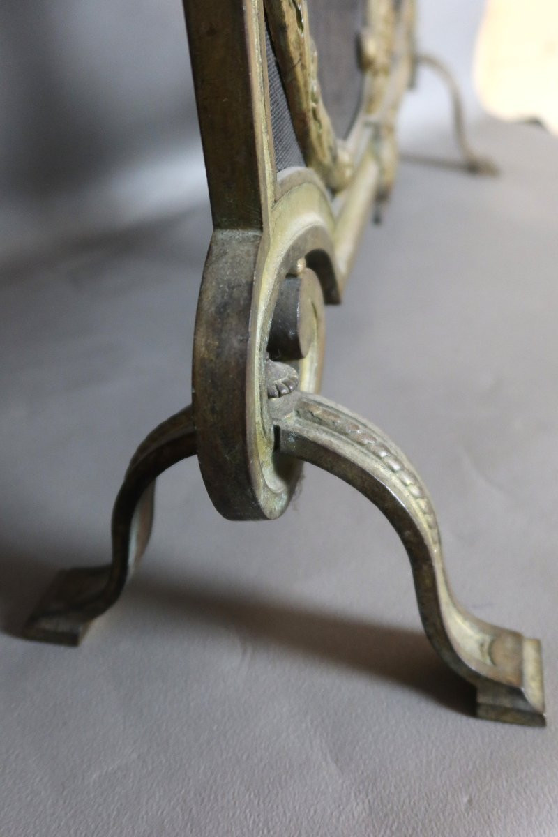 Devant de feu en bronze doré époque XIXème siècle-photo-4