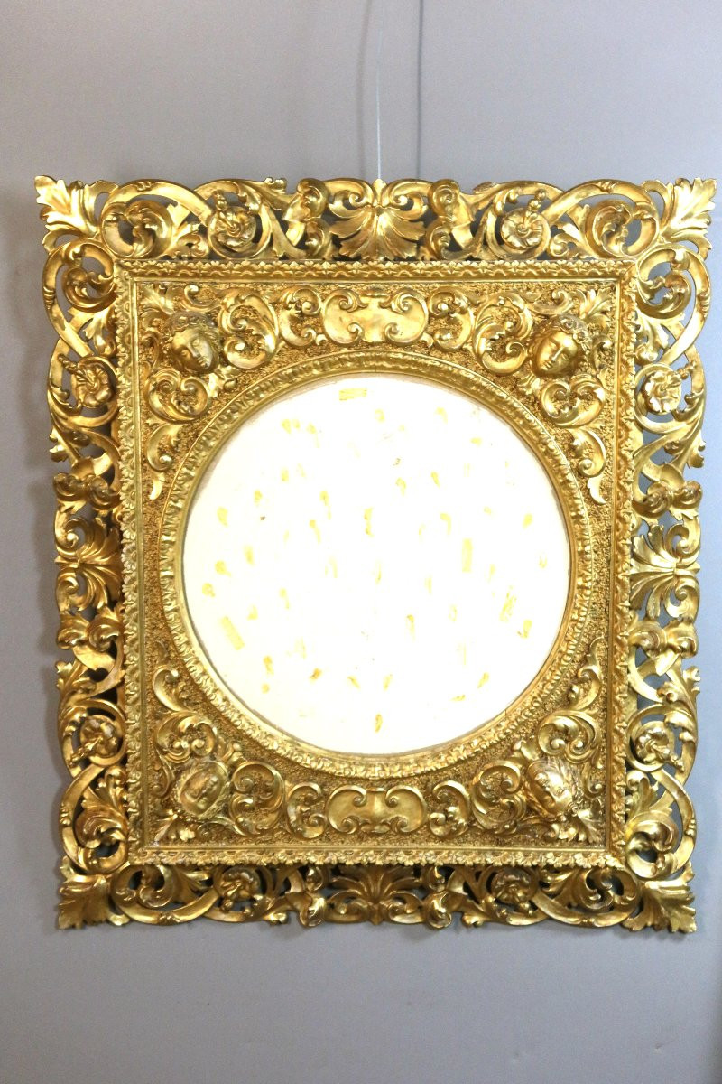 Large Carved And Gilded Wooden Frame-photo-2