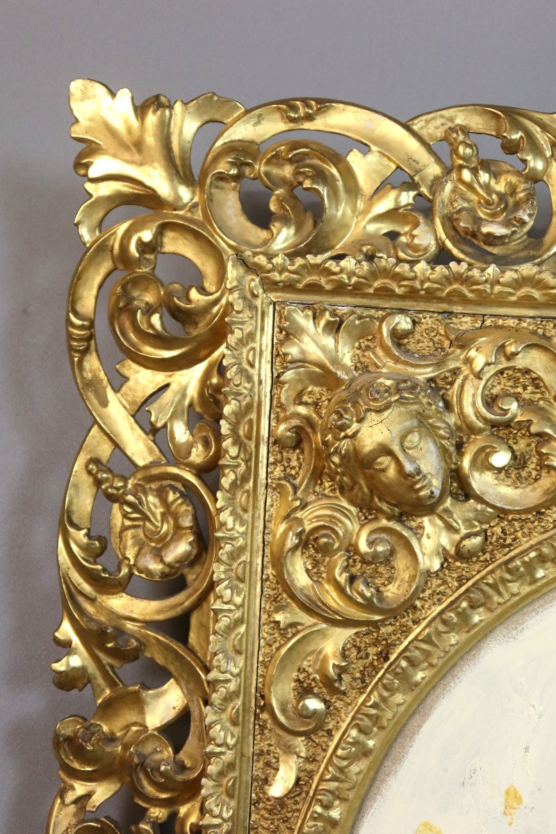 Large Carved And Gilded Wooden Frame-photo-3