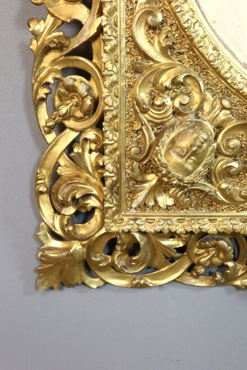 Large Carved And Gilded Wooden Frame-photo-4