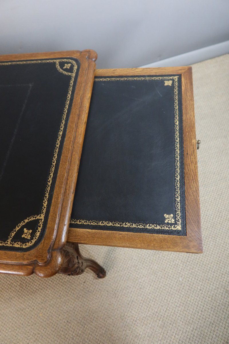 Bureau en chêne sculpté-photo-1