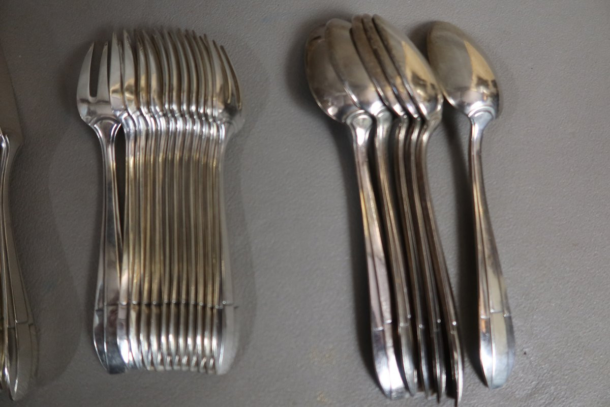 Ménagère en métal argenté Art Déco-photo-2