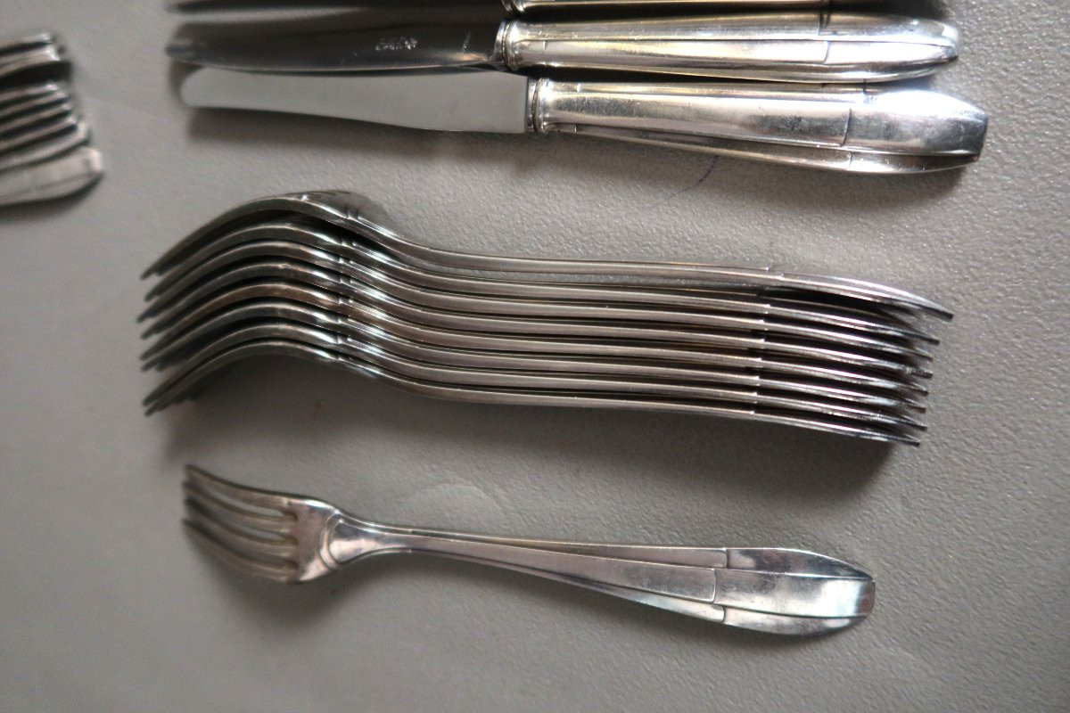 Ménagère en métal argenté Art Déco-photo-4