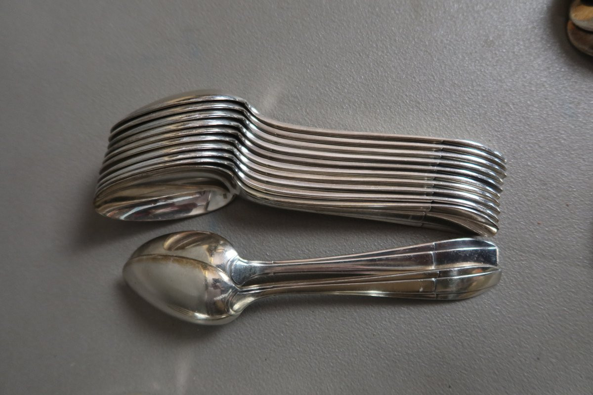 Ménagère en métal argenté Art Déco-photo-1