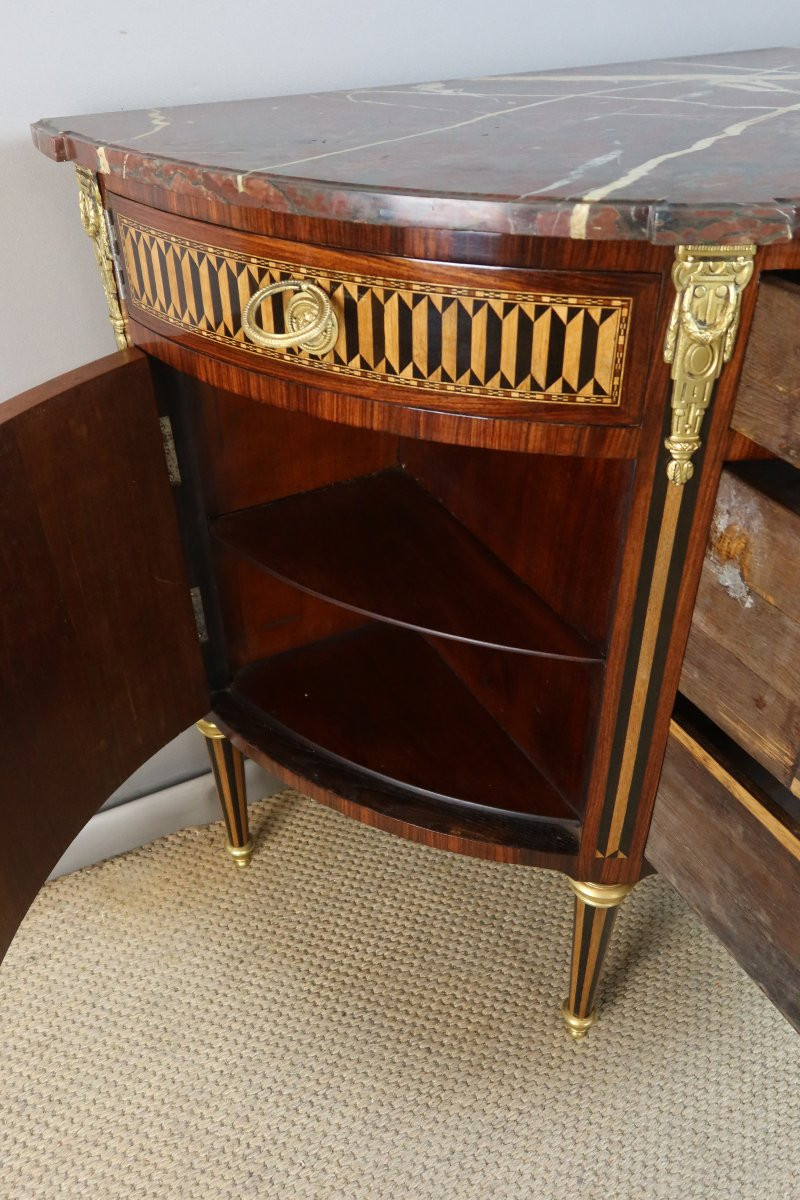 COMMODE DEMI LUNE AUX ATTRIBUTS DE MUSIQUE-photo-6