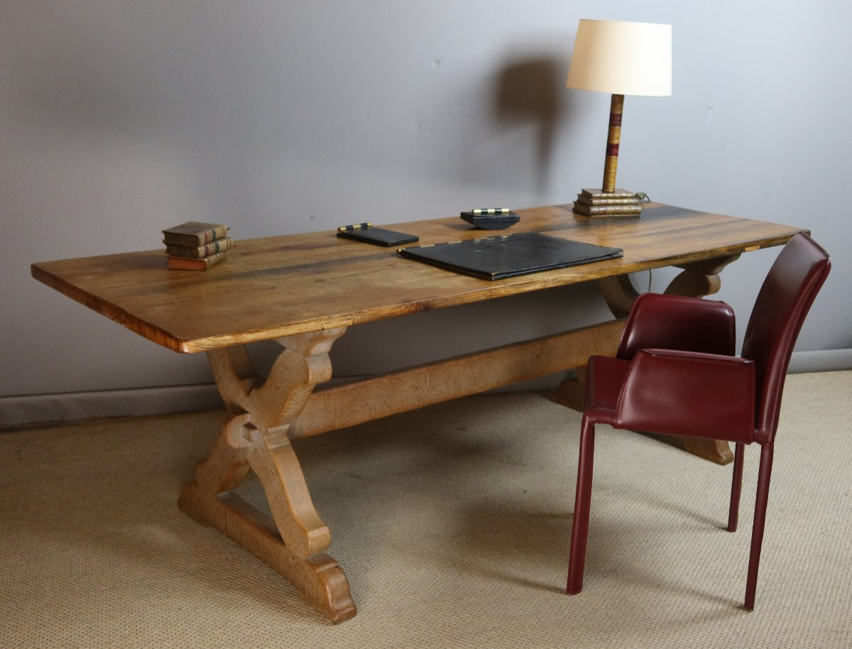 Table ou bureau en chêne XXème siècle-photo-5