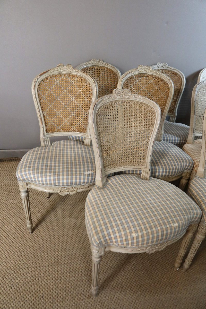 Suite de 14 chaises style Louis XVI-photo-5