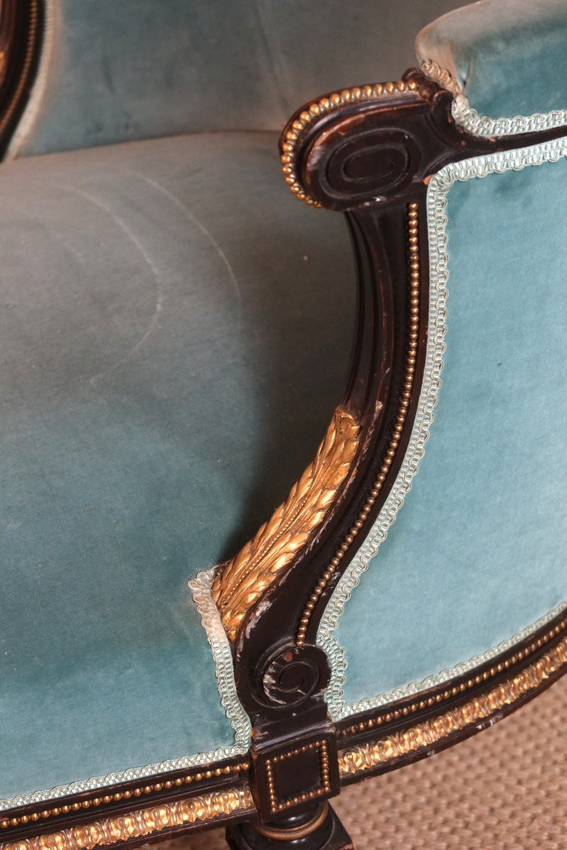 Salon Napoléon III en bois peint époque XIXème siècle-photo-3