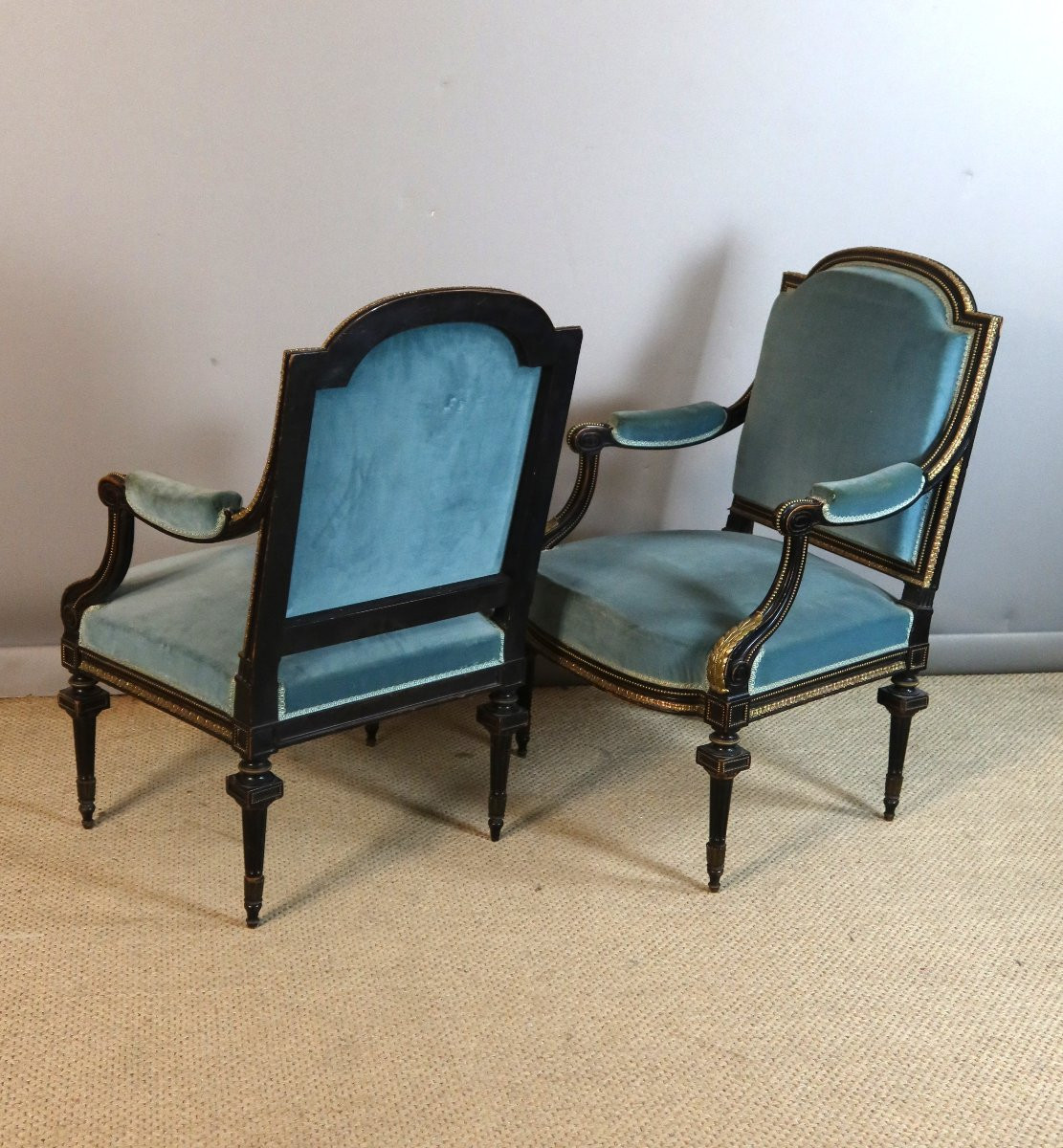 Salon Napoléon III en bois peint époque XIXème siècle-photo-3