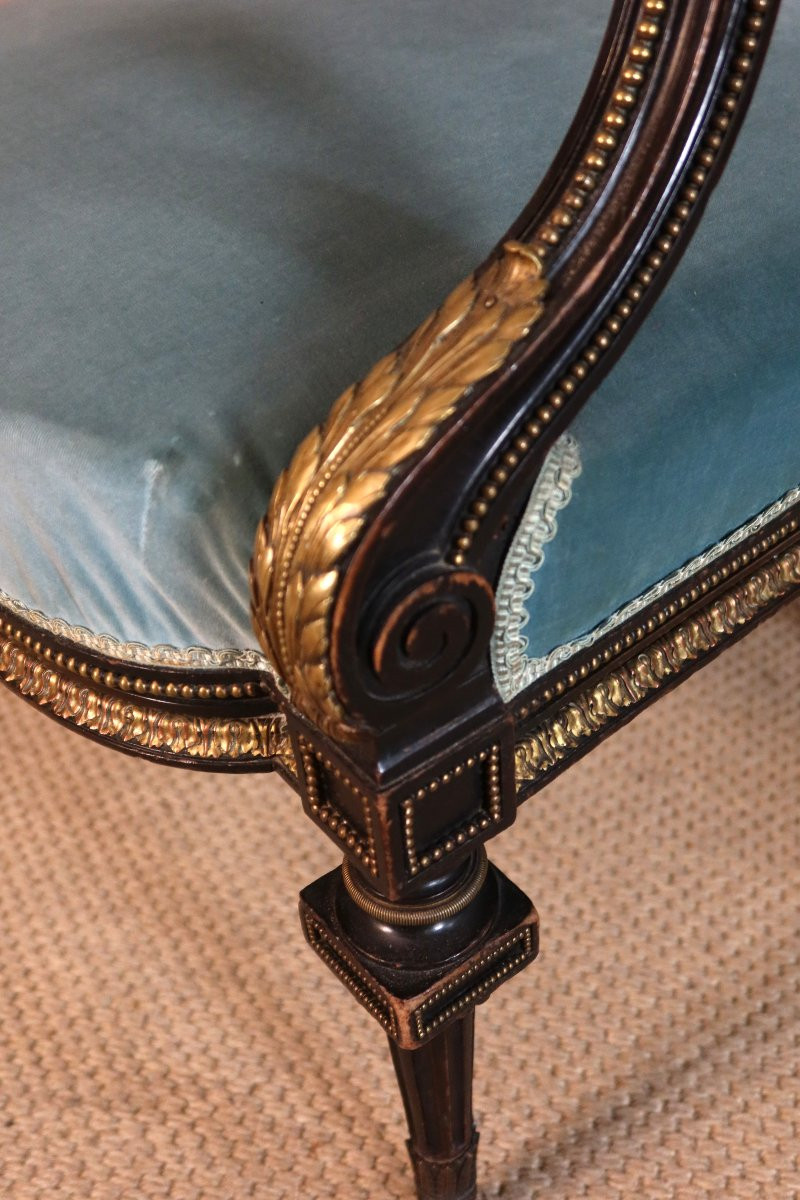 Salon Napoléon III en bois peint époque XIXème siècle-photo-4