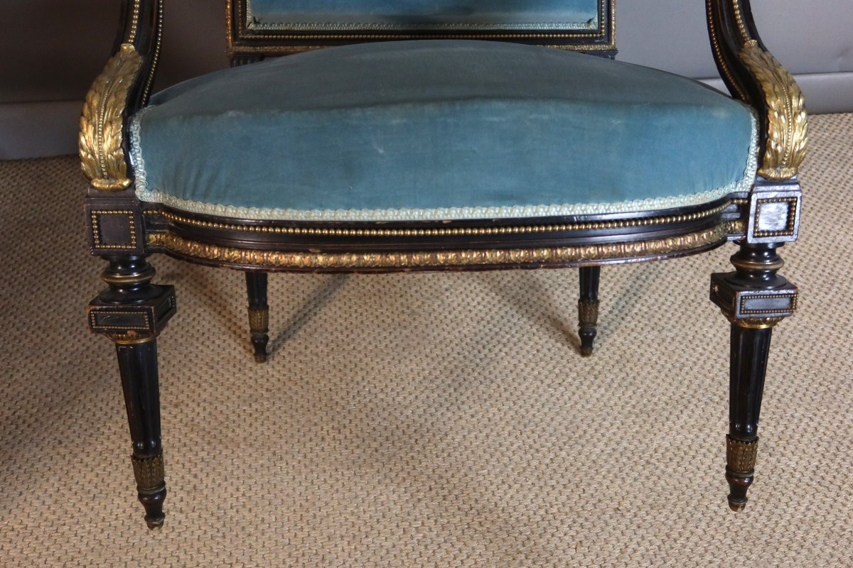 Salon Napoléon III en bois peint époque XIXème siècle-photo-7