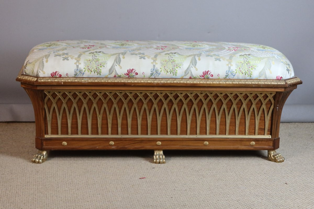 Banc coffre en noyer époque XXème siècle-photo-3