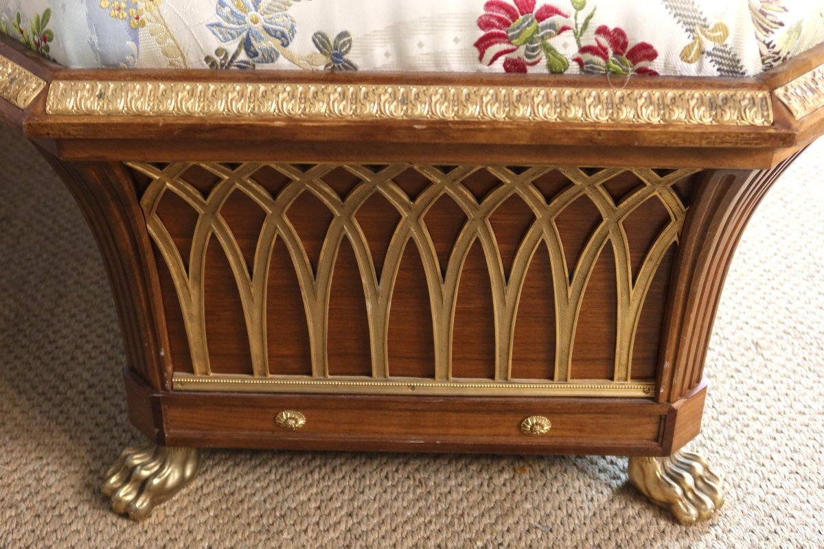 Banc coffre en noyer époque XXème siècle-photo-3