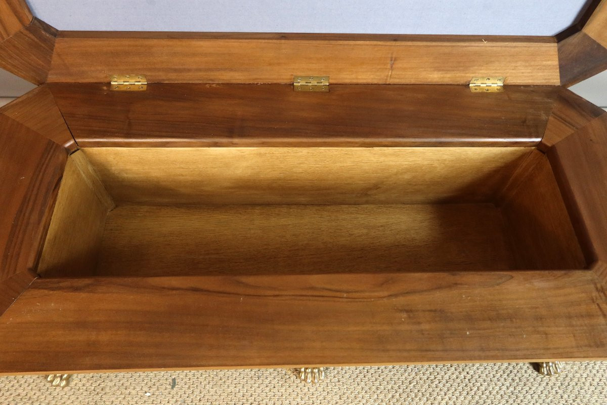 Banc coffre en noyer époque XXème siècle-photo-5