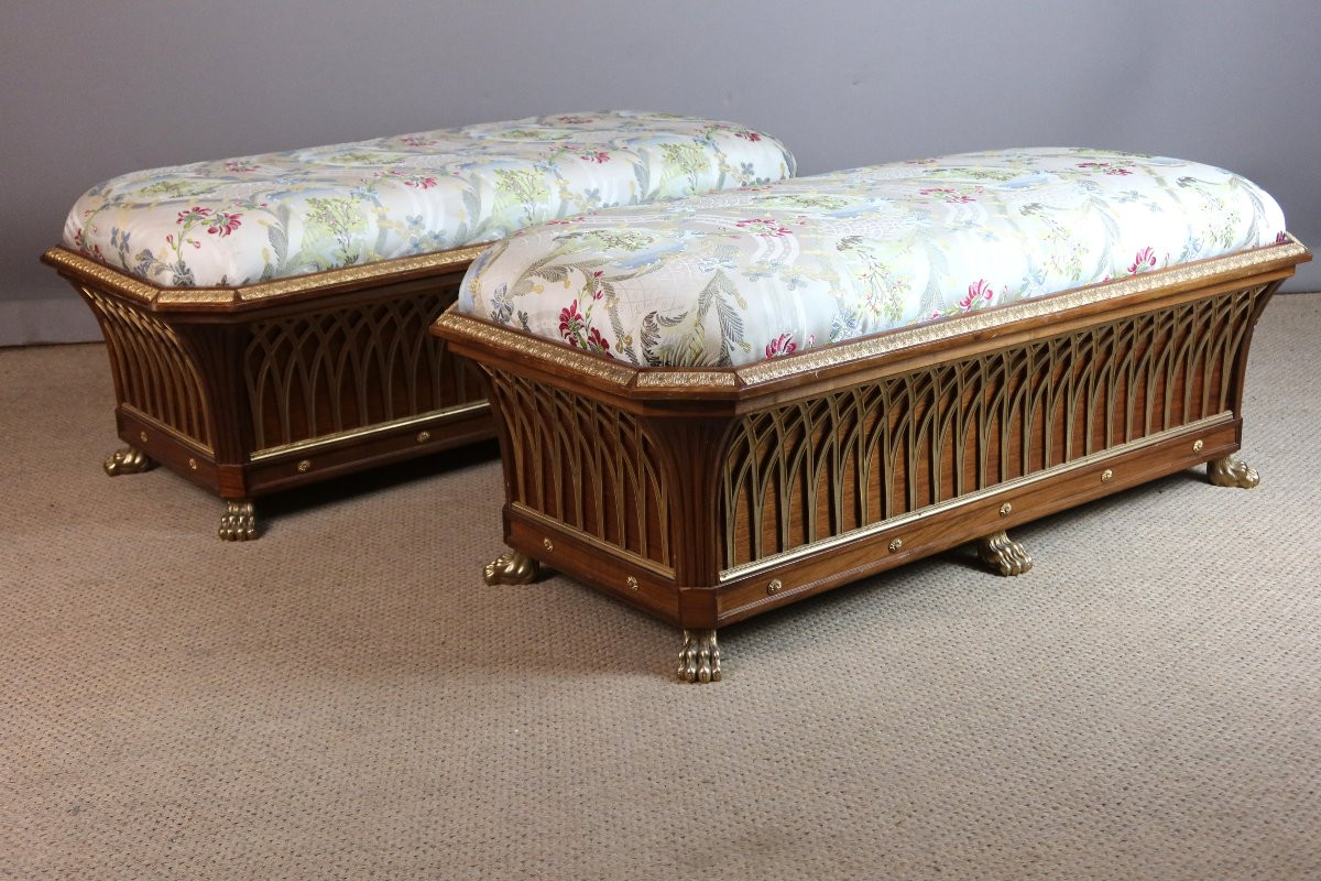 Banc coffre en noyer époque XXème siècle-photo-7