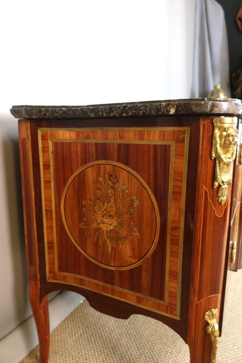 Transitional Marquetry Commode Stamped Martin Ohneberg With The Guild Mark-photo-3