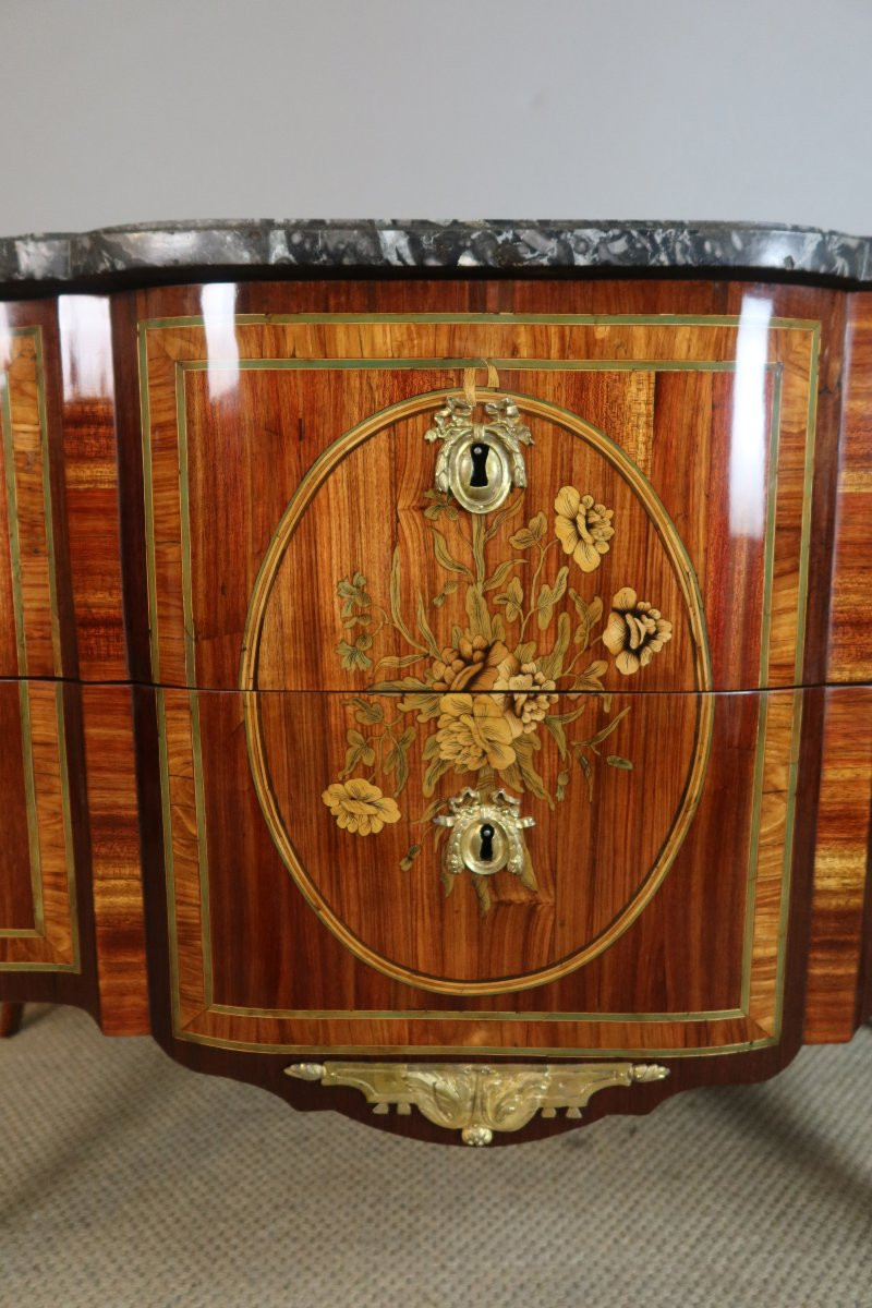 Transitional Marquetry Commode Stamped Martin Ohneberg With The Guild Mark-photo-4