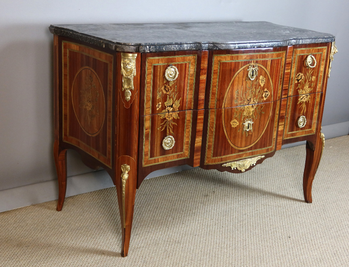 Transitional Marquetry Commode Stamped Martin Ohneberg With The Guild Mark-photo-2
