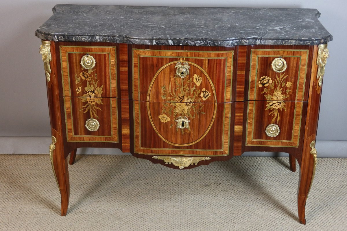 Transitional Marquetry Commode Stamped Martin Ohneberg With The Guild Mark-photo-5