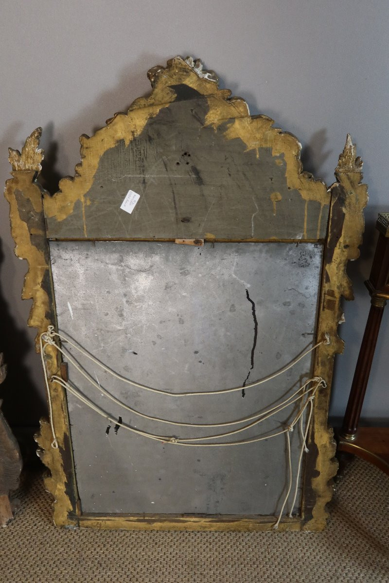Miroir en bois doré XVIIIème siècle-photo-4